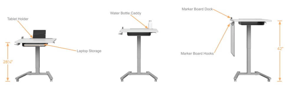 Features of the Haskell Fuzion Series Sit-to-Stand Desks and Lecterns