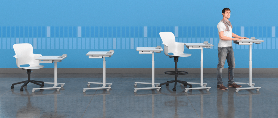 Features of the Haskell Fuzion Series Sit-to-Stand Desks and Lecterns