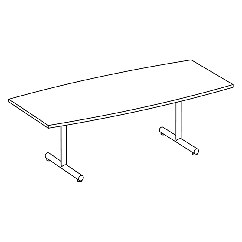 Bowed Table with Tubular Base & Glides Haskell